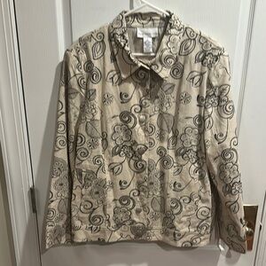 Susan Graver Cream and Black Floral Jacket